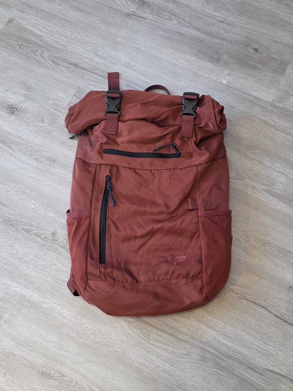 Fabletics The Only Backpack Orange Roll Top Laptop Travel Commuter Gym Bag